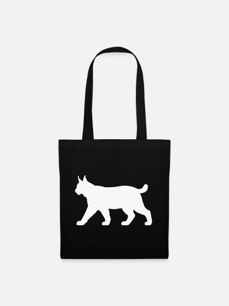 Luchs Silhouette Weiß - Stoffbeutel - Schwarz