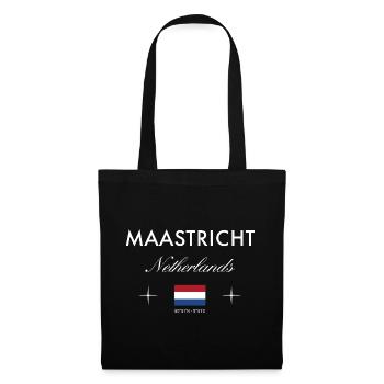 Maastricht Niederlande Koordinaten Reise Souvenir - Stoffbeutel - Schwarz - Vorne