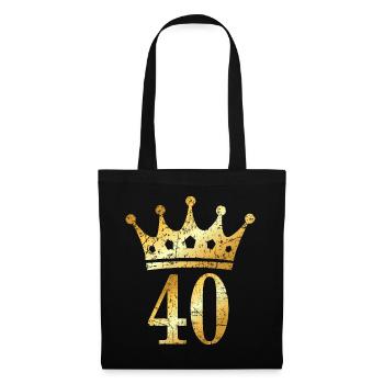 40. Geburtstag Krone (Vintage Goldgelb) - Stoffbeutel - Schwarz - Vorne