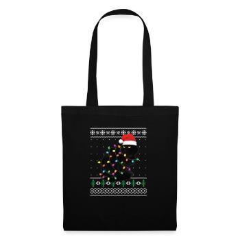 Cadeau de chandail laid de Noël chat noir Père Noël drôle - Sac en tissu - noir - Devant