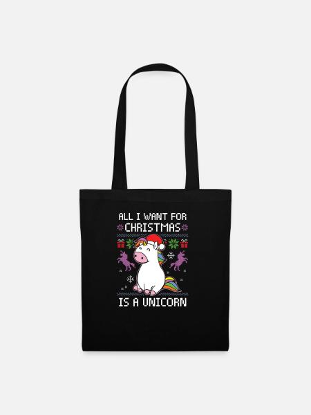 All I Want For Christmas Is A Unicorn Ugly Christm - Stoffbeutel - Schwarz