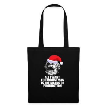 ALL I WANT CHRISTMAS MEANS OF PRODUCTION Karl Marx - Stoffbeutel - Schwarz - Vorne