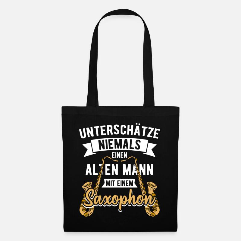 Unterschätze Niemals Einen Alten Mann Mit Saxophon - Stoffbeutel - Schwarz