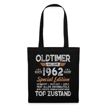 Oldtimer Baujahr 1962 Jahrgang Geburtstag Geschenk - Stoffbeutel - Schwarz - Vorne