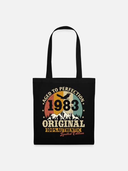 Jahrgang 1983 Vintage Geburtstag Retro Geschenk - Stoffbeutel - Schwarz