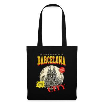 Barcelona Spanien Stadt Skyline Vintage Retro - Stoffbeutel - Schwarz - Vorne