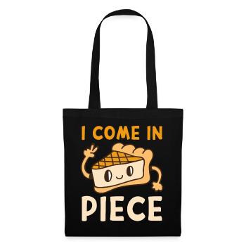 Kuchen Spruch lustig I COME IN PIECE Käsekuchen - Stoffbeutel - Schwarz - Vorne