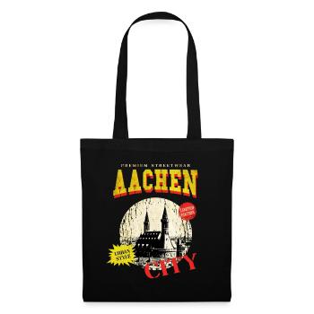 Aachen Deutschland Stadt Skyline Vintage Retro - Stoffbeutel - Schwarz - Vorne