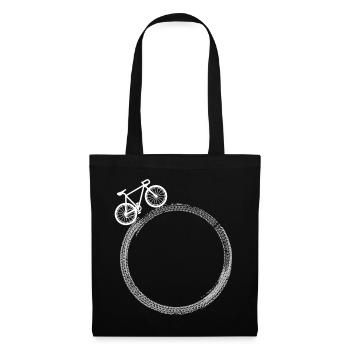Rad auf Ring – Fahrradsilhouette - Stoffbeutel - Schwarz - Vorne