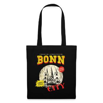 Bonn Deutschland Stadt Skyline Vintage Retro - Stoffbeutel - Schwarz - Vorne