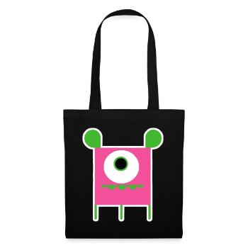 Pink Cyclops Monster | Funny Square Alien - Tote Bag - black - Front
