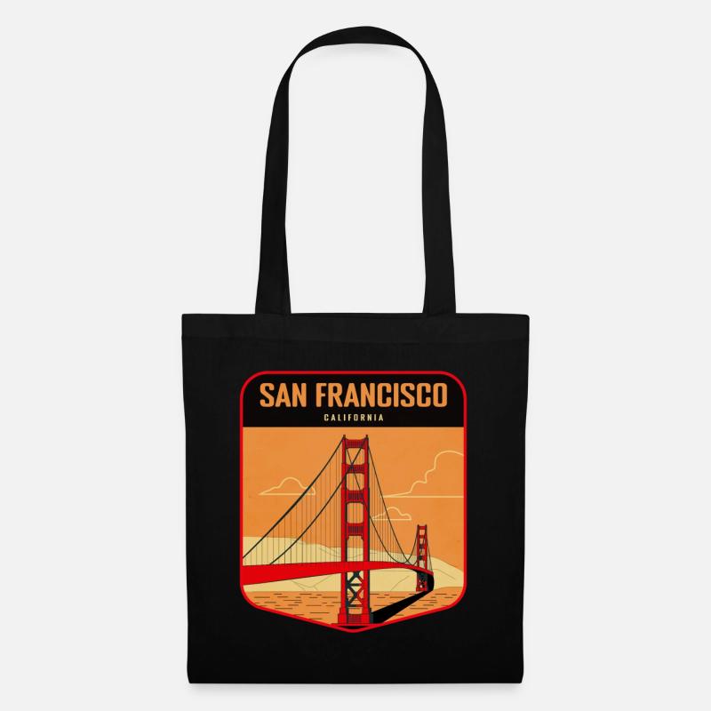 Golden Gate Retro Badge San Francisco - Stoffbeutel - Schwarz