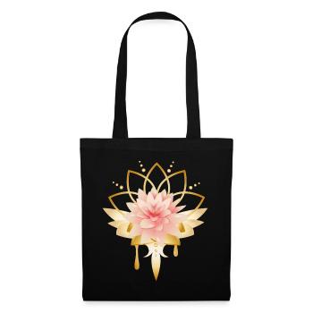 Fleur de lotus avec symbole de fleur d’or - Sac en tissu - noir - Devant
