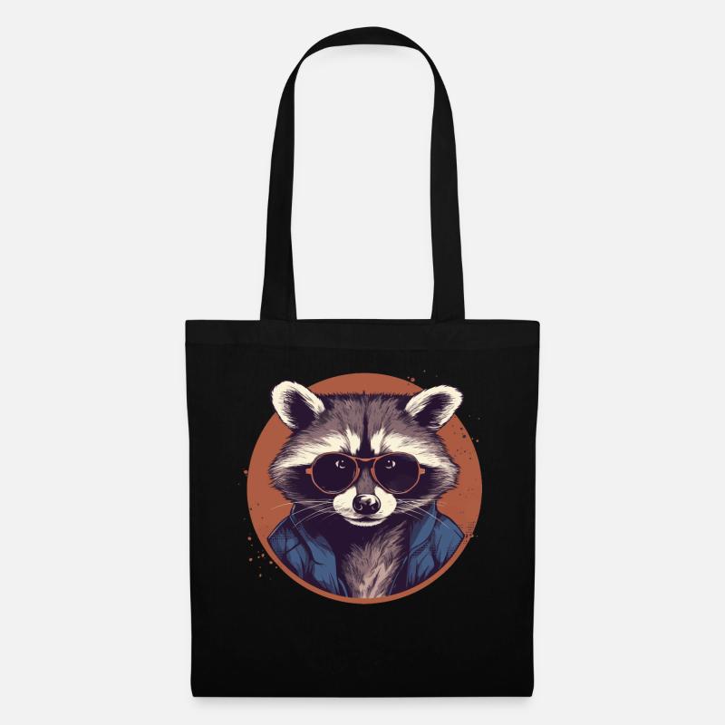 Waschbär Sonnenbrille Schupp Ringelschwanz - Stoffbeutel - Schwarz