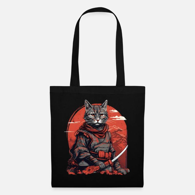 Samurai Katze Japan - Stoffbeutel - Schwarz