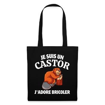 bricoler, bricolage, bricoleur - Sac en tissu - noir - Devant