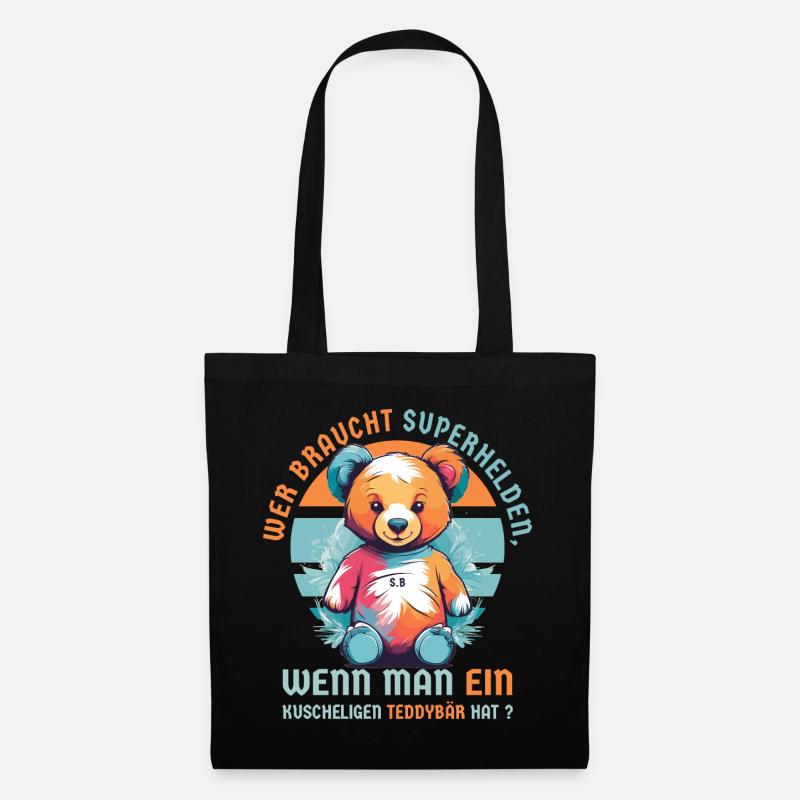 Kuscheliger Teddybär - Stoffbeutel - Schwarz