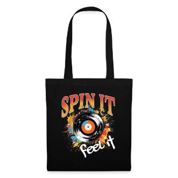 Disque Vinyle LP Platine Rétro - Sac en tissu - noir - Devant