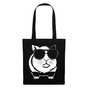Lustiges Meerschweinchen mit Sonnenbrille Meerschweinchen - Stoffbeutel - Schwarz - Vorne