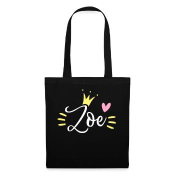 Couronne de prénom Zoé - Sac en tissu - noir - Devant