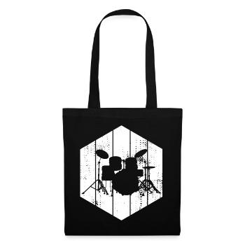 Dessin de la batterie - Sac en tissu - noir - Devant