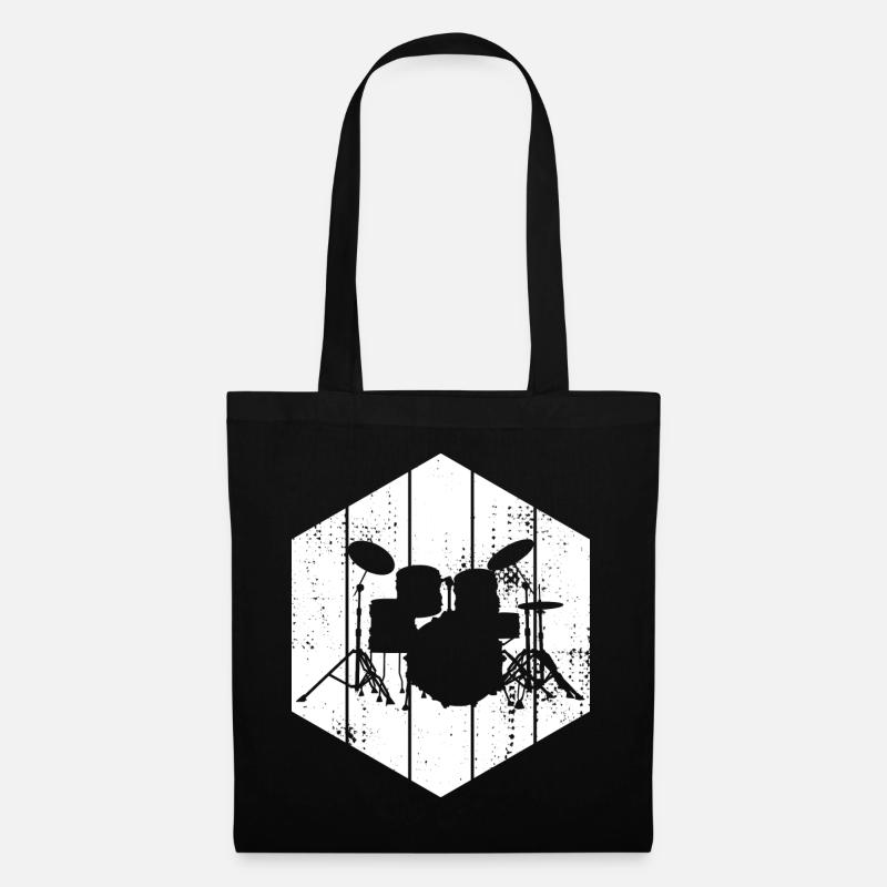 Drumset Zeichnung - Stoffbeutel - Schwarz