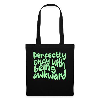 perfectly okay with being awkward, here in green - Tote Bag - black - Front