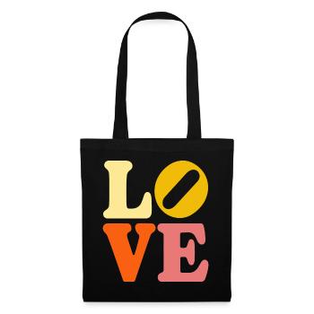 Signe de paix Amour des années 60 des années 70 Costume Groovy Hippie - Sac en tissu - noir - Devant