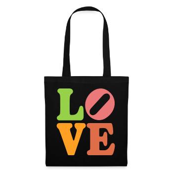 Signe de paix Amour des années 60 des années 70 Costume Groovy Hippie - Sac en tissu - noir - Devant
