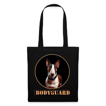 Bullterrier Hund Portrait Kreis - Stoffbeutel - Schwarz - Vorne
