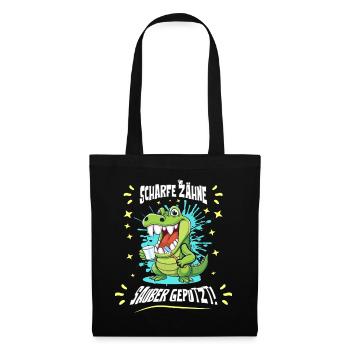 Hygiène dentaire crocodile - Sac en tissu - noir - Devant