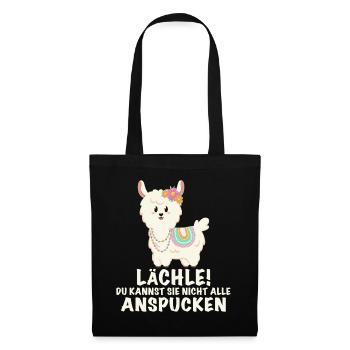 Lama lustiger Spruch Lächeln - Stoffbeutel - Schwarz - Vorne