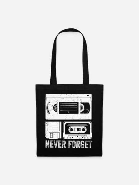 Vintage Cassette Tape Never Forget - Stoffbeutel - Schwarz