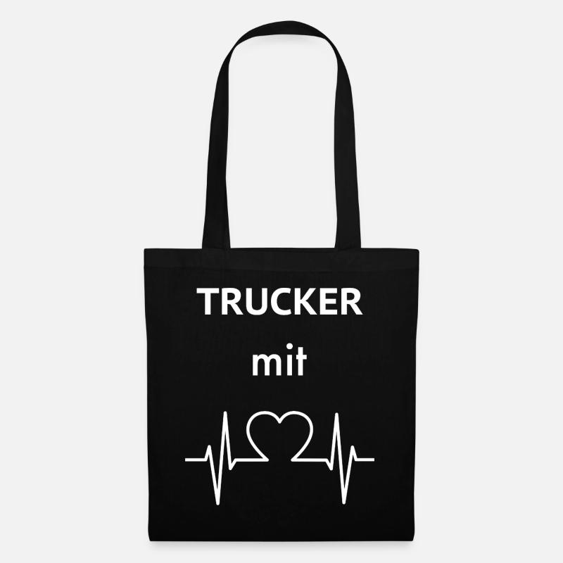 Trucker mit Herz - Stoffbeutel - Schwarz