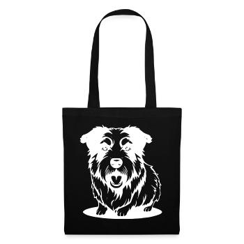 Hund weiß T-shirt Geschenk - Stoffbeutel - Schwarz - Vorne