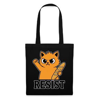 Resist Cat with Baguette Funny Protest - Tote Bag - black - Front