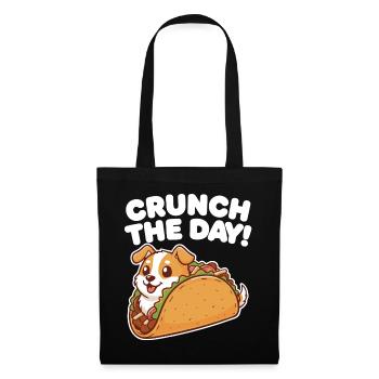 Crunch Den Tag: Taco-Hund-Design - Stoffbeutel - Schwarz - Vorne