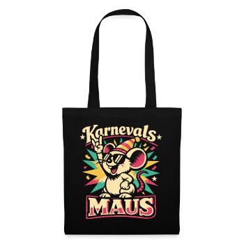 Karnevalsmaus Rock Musik Lustig Geschenk - Stoffbeutel - Schwarz - Vorne