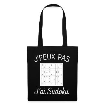 Ich kann nicht, ich habe Sudoku-Humor - Stoffbeutel - Schwarz - Vorne
