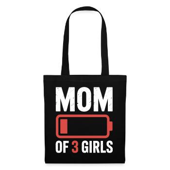 Mom of 3 Girls Battery Emblem - Tote Bag - black - Front