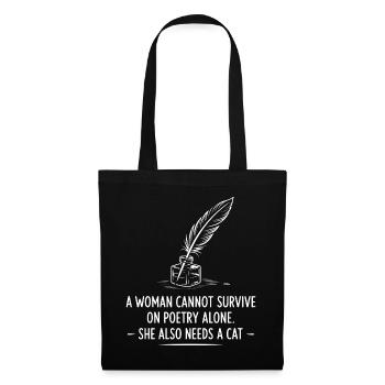 Cat and Quill Poetry Quote - Tote Bag - black - Front