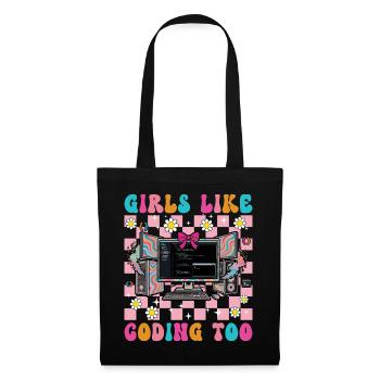 Les filles aiment aussi coder pour les femmes, les filles. - Sac en tissu - noir - Devant