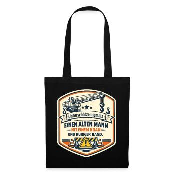 Kranmeister Alter Mann Patch - Stoffbeutel - Schwarz - Vorne