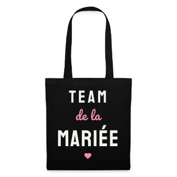 Team de la Mariée EVJF Coeur Mariage Fête Copines - Stoffbeutel - Schwarz - Vorne