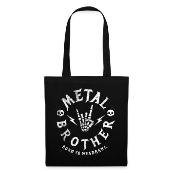 Metal Brother Heavy Rock Skull Gift Shirt - Tote Bag - black - Front