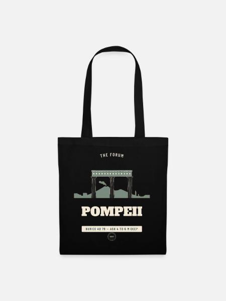 Pompeji Forum Retro Reiseemblem - Stoffbeutel - Schwarz