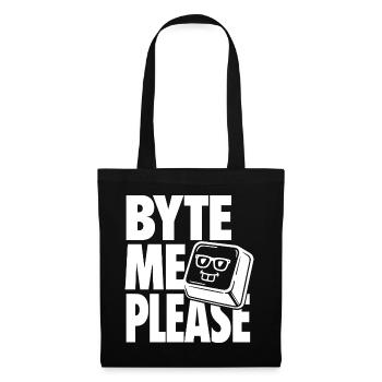 Byte Me Please – Computer Nerd Wortspiel - Stoffbeutel - Schwarz - Vorne