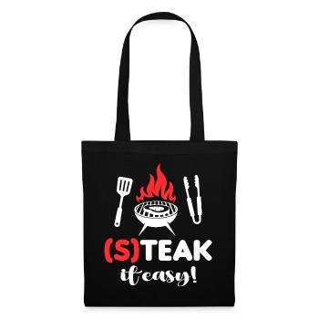Steak it easy Grillsprüche BBQ - Stoffbeutel - Schwarz - Vorne