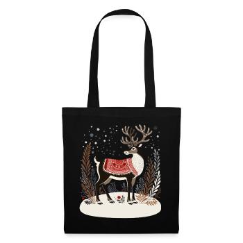 Rentier-Shirt, Boho-Weihnachts-Shirt - Stoffbeutel - Schwarz - Vorne