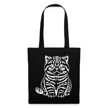 Britisch Kurzhaar Katze schwarz Tigerkatze Katzen - Stoffbeutel - Schwarz - Vorne